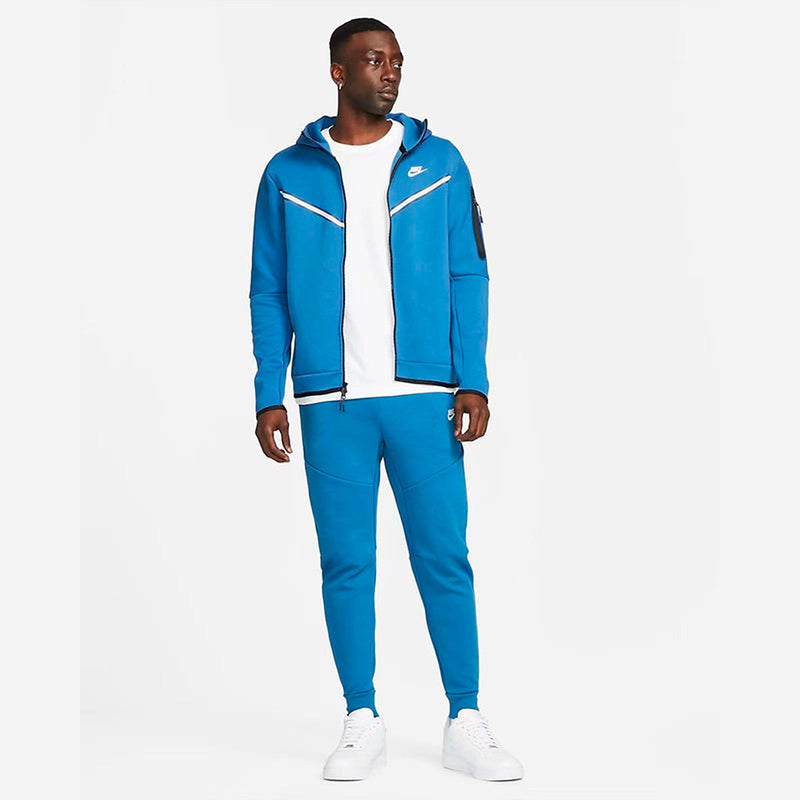 Conjunto Nike Tech Fleece Azul / Branco